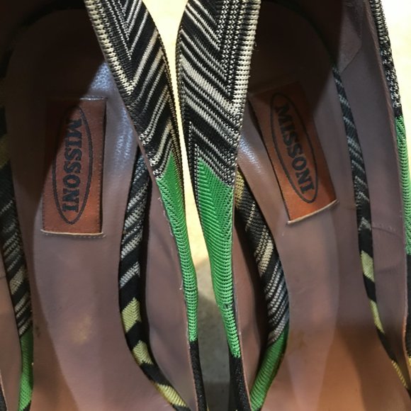MISSONI Chartreuse Geometric Peep Toe Platform Stacked Heel Pump EU39/8 or 8.5 - Picture 4 of 8